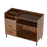 Grain Record Player Stand, Media Console With Speaker Shelf & 2 Drawers