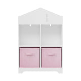 Dollhouse Bookcase With Storage, 2 Tier Display Organizer For Toddlers - White / Pink