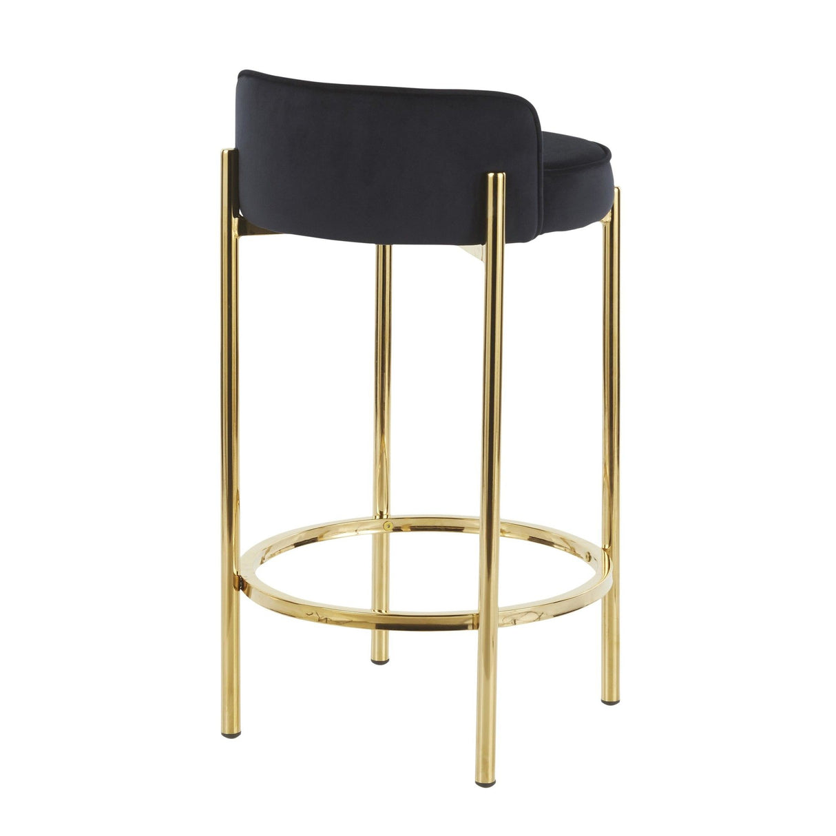 Chloe - Contemporary Counter Stool (Set of 2) - Gold Metal And Black Velvet