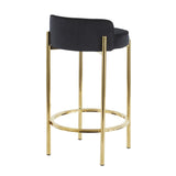 Chloe - Contemporary Counter Stool (Set of 2) - Gold Metal And Black Velvet