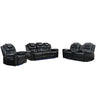 3 Pieces Recliner Sofa Sets Home Theater Seating Manual Recliner Chair With Center Console And LED Light Strip For Living Room