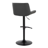 Santi - Upholstered Adjustable Barstool With Swivel And Rounded T Footrest (Set of 2) - Black Metal