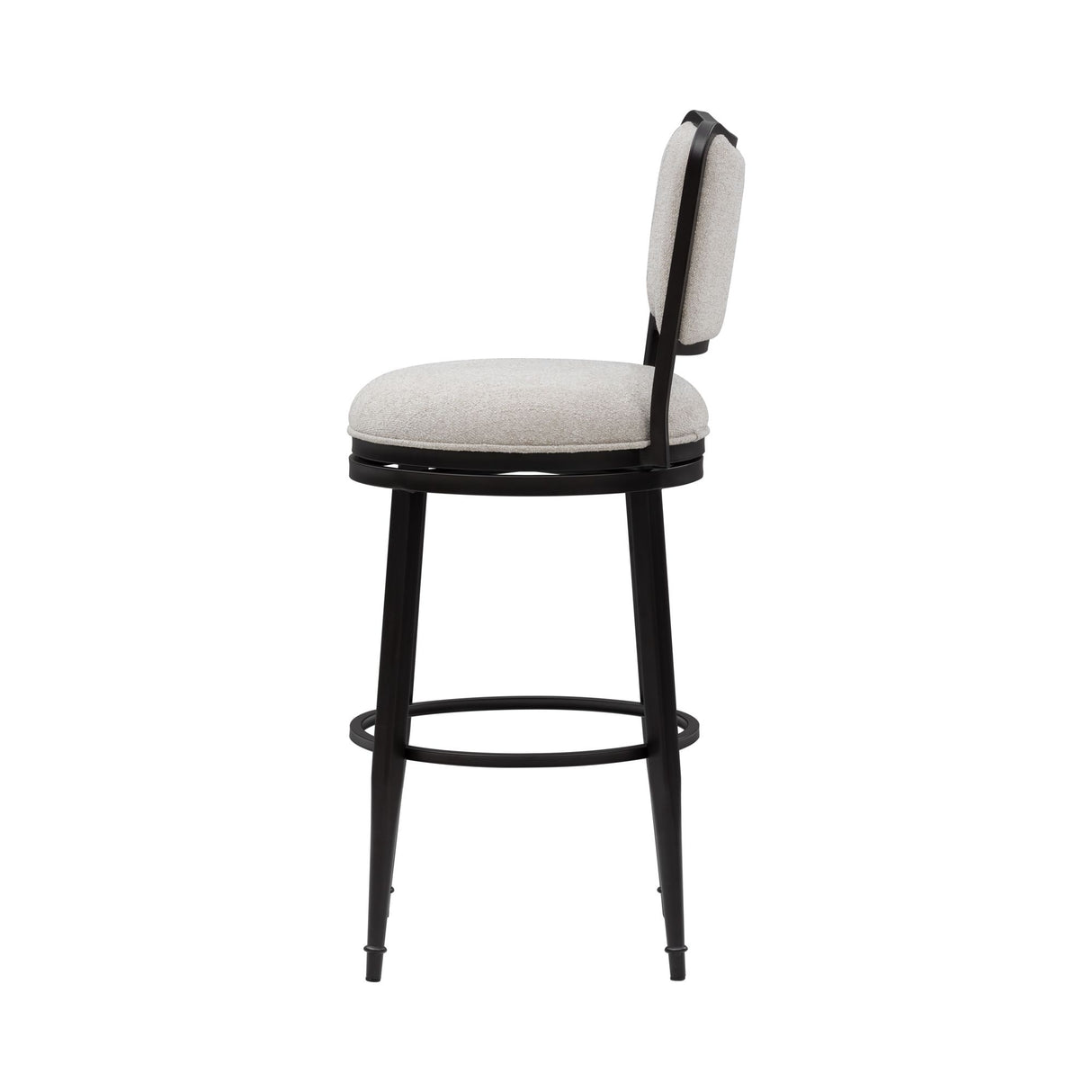 Baxter - Steel Frame Fabric Upholstered Swivel Bar Height Barstool