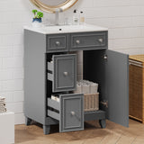 Transitional Style Bathroom Vanity Cabinet With Ceramic Sink