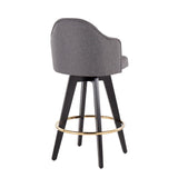 Ahoy - Fixed-Height Counter Stool - Wood Legs And Round Metal Footrest With Fabric Seat (Set of 2)
