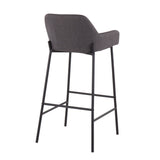 Daniella - Fixed-Height Bar Stool (Set of 2) - Black Metal And Charcoal Fabric