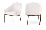 Ferro - Linen Textured Performance Fabric Upholstered Dining Arm Chair - Cream / Brushed Bronze