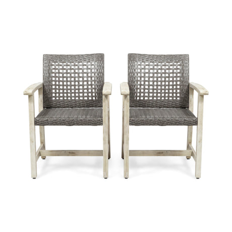 Outdoor Dining Chair Acacia Wood Frame (Set of 2)