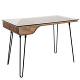 Avery - Desk - Walnut Wood, Clear Glass, And Black Metal