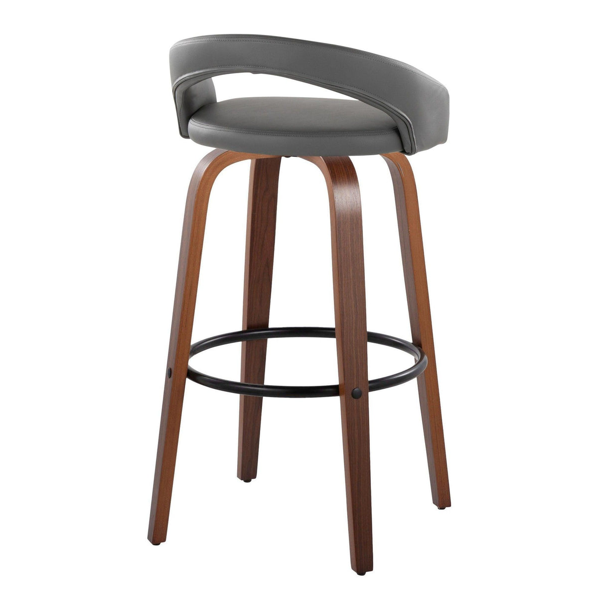 Grotto - Upholstered Fixed-Height Barstool (Set of 2) - Walnut Wood