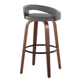 Grotto - Upholstered Fixed-Height Barstool (Set of 2) - Walnut Wood