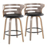 Cosini - Mid Century Modern Fixed Height Barstool With Swivel And Round Footrest (Set of 2)