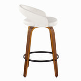 Grotto - 32.5" Upholstered Fixed-Height Counter Stool (Set of 2) - Walnut Wood Base