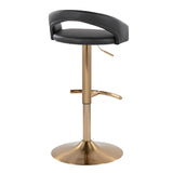 Grotto - Upholstered Adjustable Barstool - Gold Metal Base