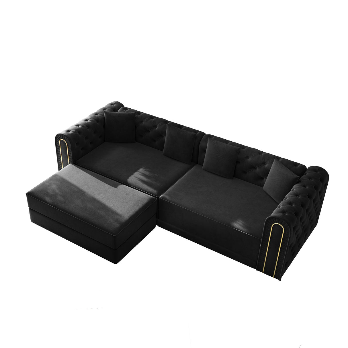 3-In-1 Convertible Sleeper Sofa With Movable Ottoman For Living Room