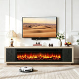 Fireplace TV Stand - Beige / Black