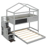 House Style Bunk Bed With Storage Staircase And Blackboard