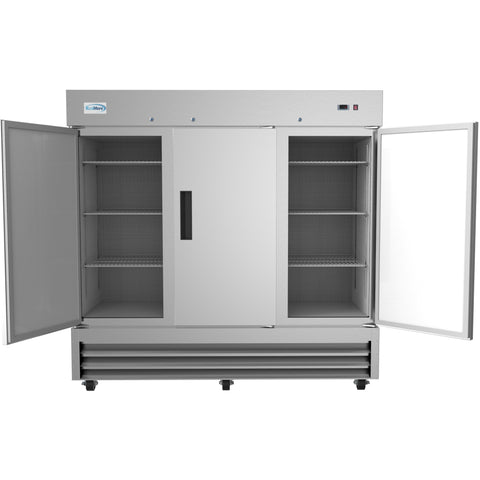 82 in. Three-Door Reach-In Freezer 72 cu ft. RIF-3D-SS.
