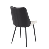 Wayne - Two - tone Chair (Set of 2) - Black Metal, Cream Fabric, Black Faux Leather