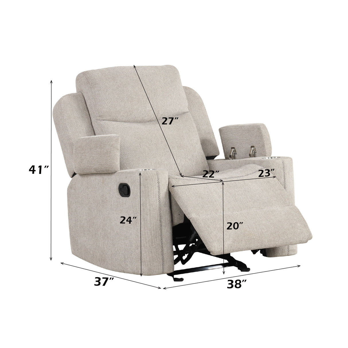 Galya - Motion Glider Recliner - Light Gray