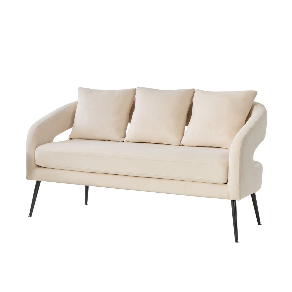 Open Back Loveseat Settee With 3 Pillows