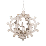 6 Light Chandelier, Hanging Light Fixture With Adjustable Chain For Kitchen, Bulb Not Included - White