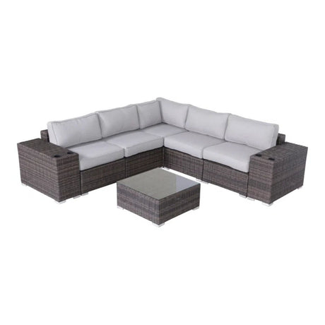 Modern Patio Rattan Sectional Set With Cushions