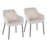 Daniella - Dining Chair (Set of 2) - Black Steel And Cream Velvet