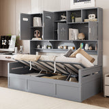 Daybed With All-In-One Cabinet And Shelf