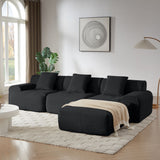 L Shaped Modular Sectional Sofa Corduroy And Movable Ottoman
