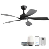 45" Ceiling Fan With DC Motor Smart App Control Quiet Reversible Operation Dimmable Lighting And Timer