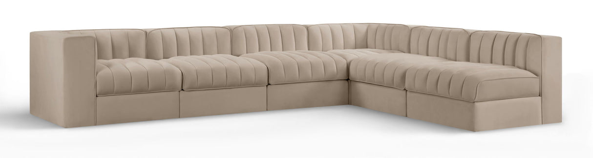 Rummi - Velvet Performance Fabric Upholstered 6 Piece Modular Sectional