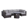 Wicker Outdoor Lounge Set With Cushions And Fire Pit