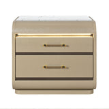 Gigi - Nightstand With LED Lighting For Bedroom Storage - Gold