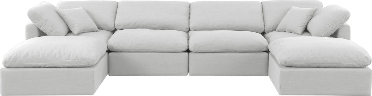 Indulge - Linen 6 Piece Modular Double Chaise Sectional - White