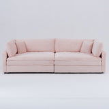 Elegant Corduroy Sofa With Throw Pillows And Backrests