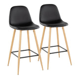 Pebble - 30" Fixed-Height Barstool (Set of 2) - Natural And Black