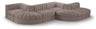 Rummi - Rounded Velvet Performance Fabric Upholstered 6 Piece Modular Sectional