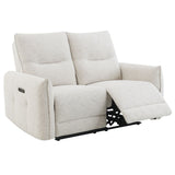 Lalisa - Power Motion Loveseat With USB Port - Cream Chenille