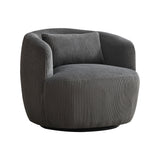 Wide Upholstered Corduroy 360° Swivel Barrel Soft Chair With Pillow