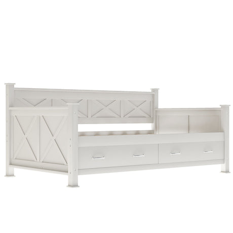 Modern Daybed With 2 Large Drawers, X Shaped Frame