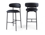 Lupita - Vegan Leather Upholstered Bar Stool With Matte Black Frame (Set of 2)