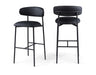 Lupita - Vegan Leather Upholstered Bar Stool With Matte Black Frame (Set of 2)