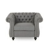 Nexuson - Upholstered Chesterfield Chair With Deep Tufted And Nailhead Trim