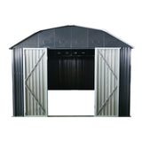 10 Ft X 12 Ft Outdoor Metal Storage Shed With Arch Roof With Lockable Doors For Backyard Garden Patio Lawn - Black