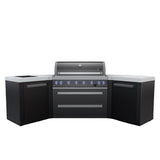 Mont Alpi Black Series 8 Ft U-Shaped Propane Outdoor Kitchen Island w/ Side Burner- MAi805-BSS45C