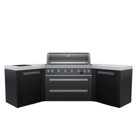 Mont Alpi Black Series 8 Ft U-Shaped Propane Outdoor Kitchen Island w/ Side Burner- MAi805-BSS45C