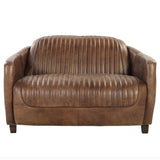 Brancaster - Loveseat - Retro Brown Top Grain Leather & Aluminum