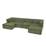 U-Shaped Modular Sectional Sofa With Chaise And Movable Ottoman With Wave-Shaped Armrest
