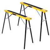 Folding Portable Saw Horses 2 Pack With Fast Open Legs, Heavy Duty For Garage And Workshop - Yellow / Black